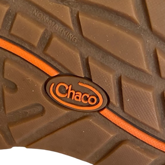 CHACO - SIZE 8 - THE CLASSIC CREED - ORANGE AZTEC WITH BLUE/ GRAY - EXC COND S4 - Picture 15 of 16